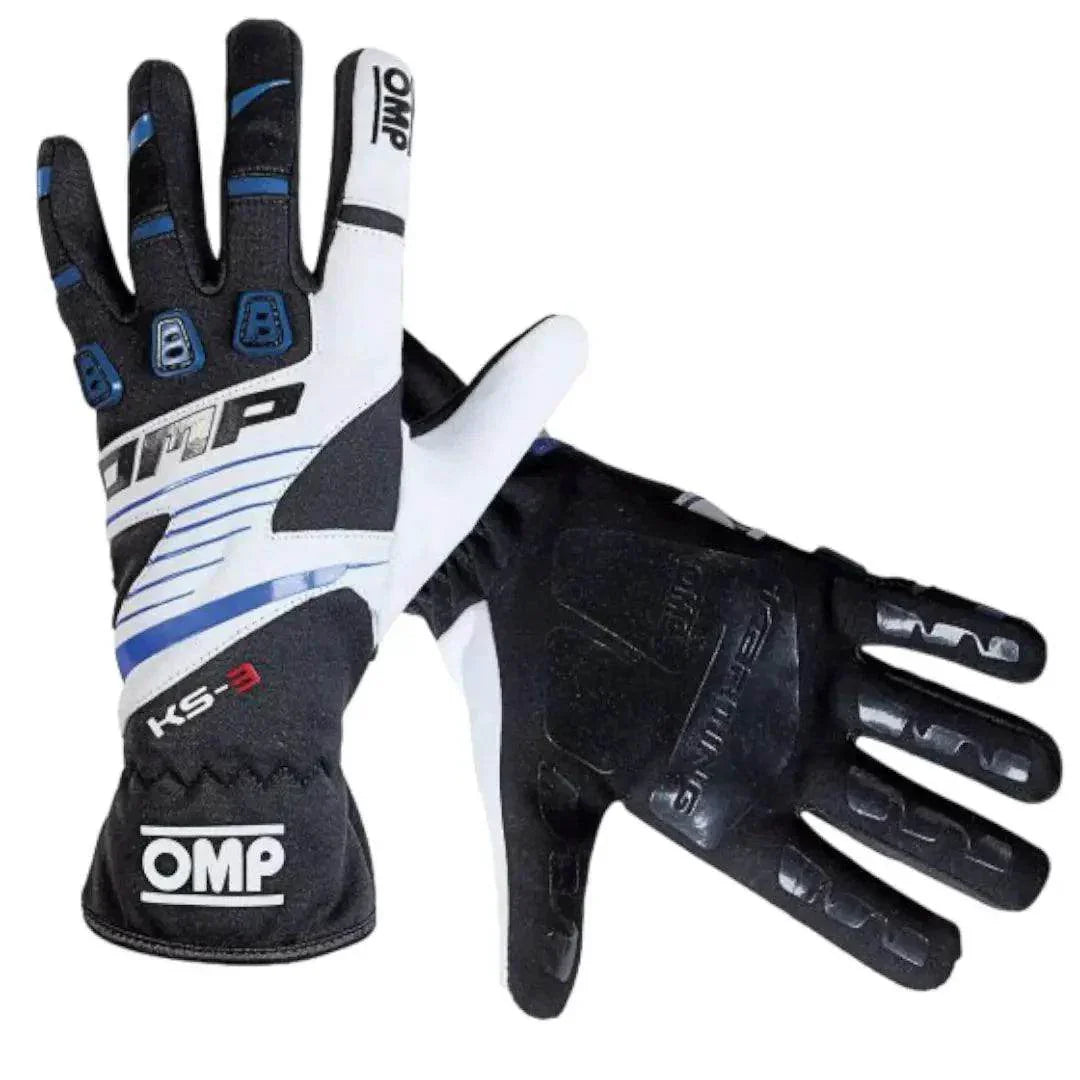 OMP KS - 3 Kart Gloves - Black / White - XX - Large